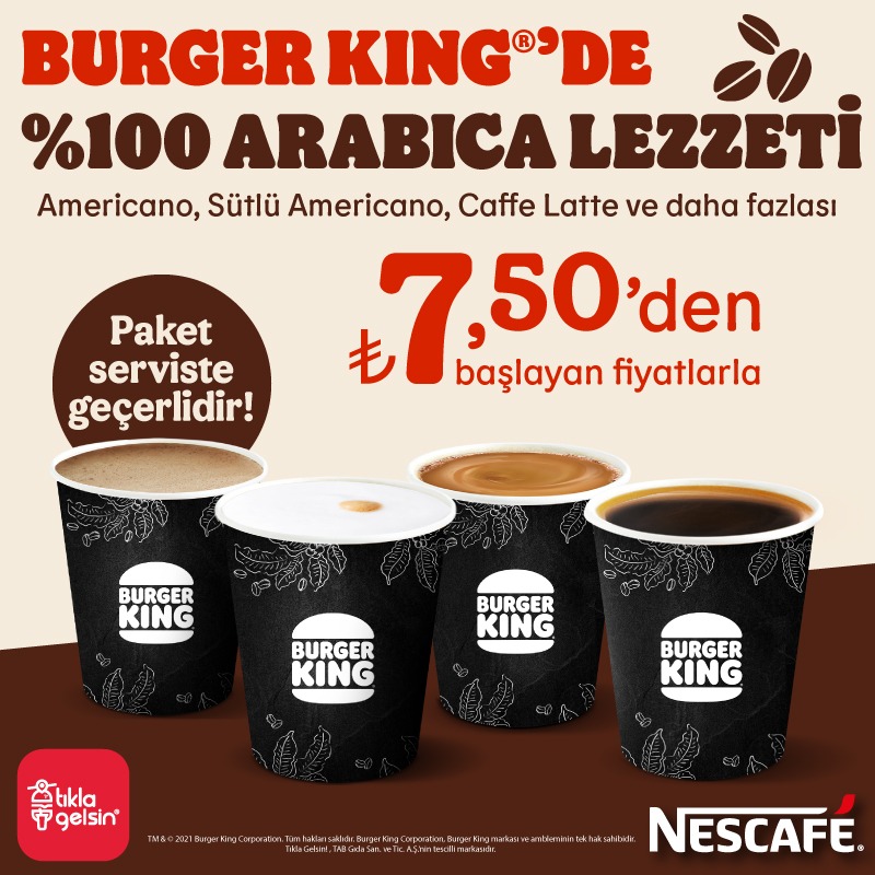 Burger King® Çekirdek Kahve Lezzeti Şimdi Paket Serviste!