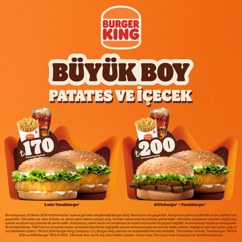Burger King®’den Büyük Patates ve Büyük İçecekli Ekonomikings Menüler!