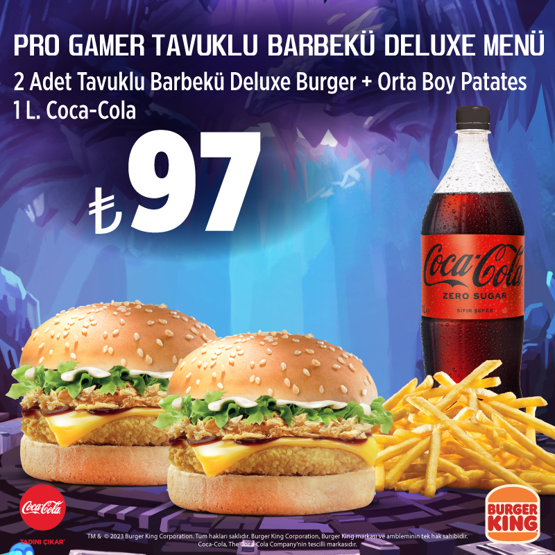 Pro Gamer Tavuklu BBQ Deluxe Burger Menü
